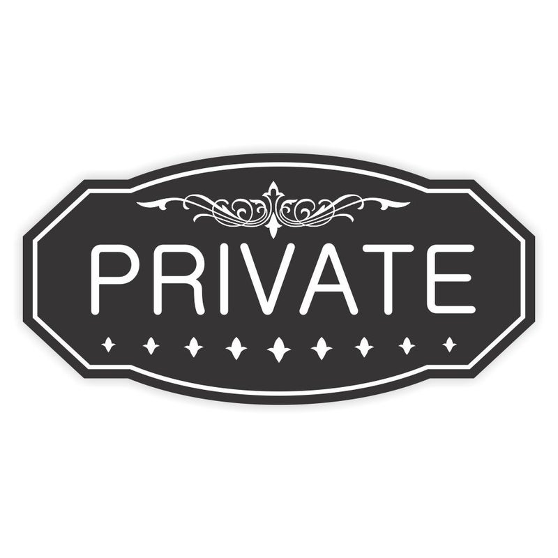 All Quality Victorian Private Wall or Door Sign - Durable Material (Black) - Medium 4" x 8" (1 Pack) - Image 1